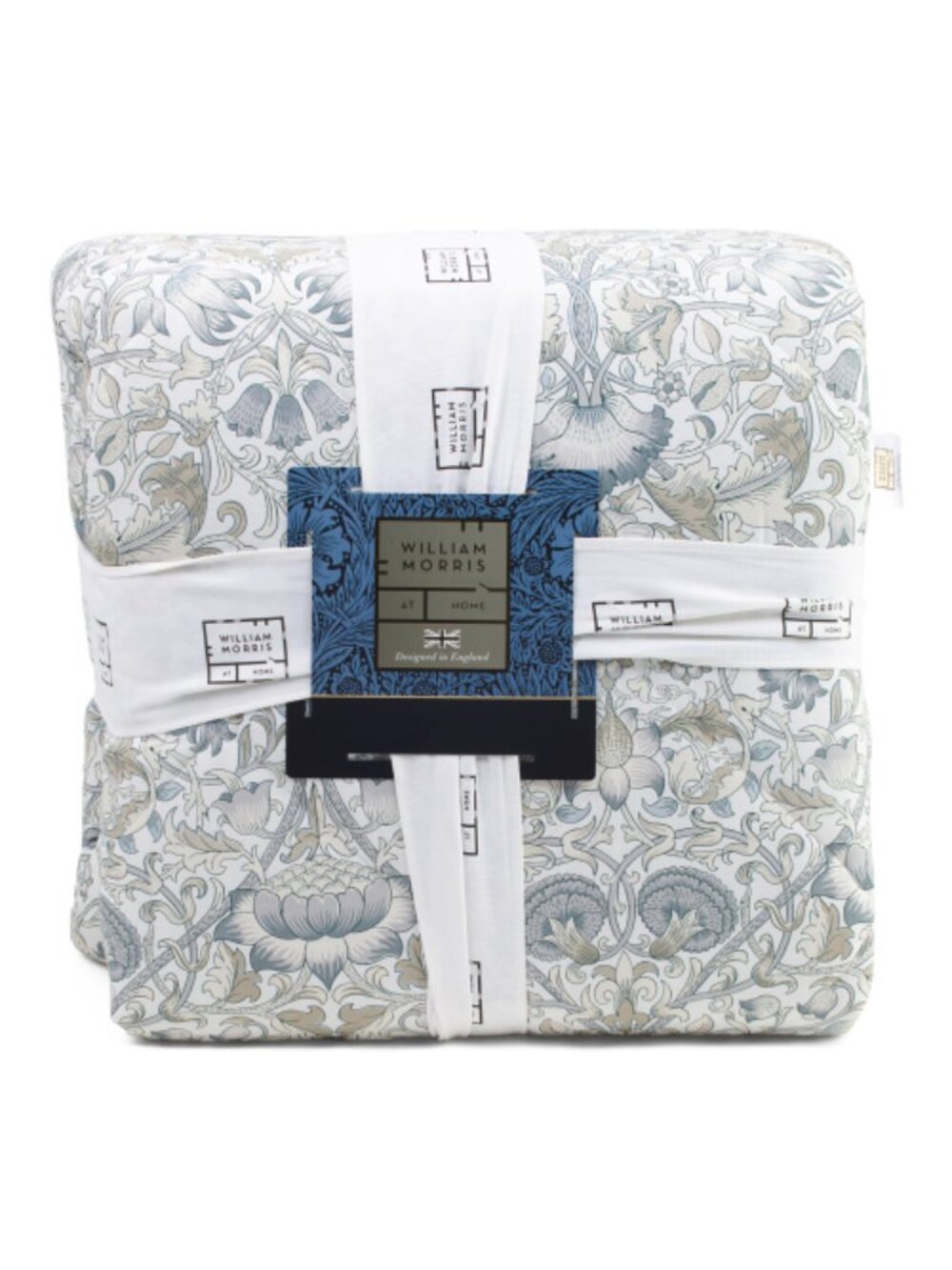 WILLIAM MORRIS Blue White Cotton Percale Comforter Set